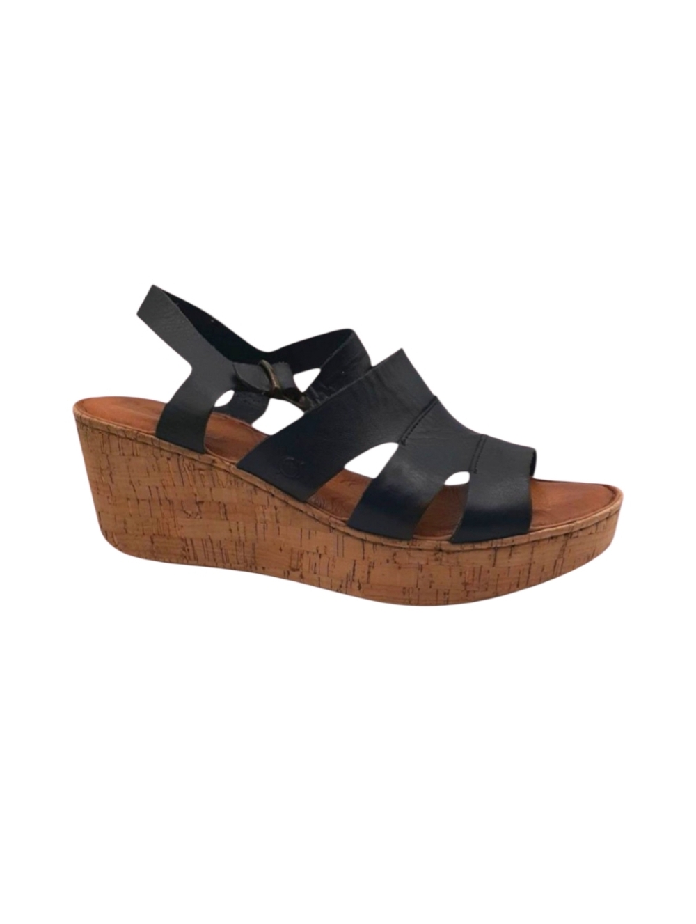 Born Leather Platform Wedge Sandals Black Size 10 US 42 EU - Picture 5 of 5